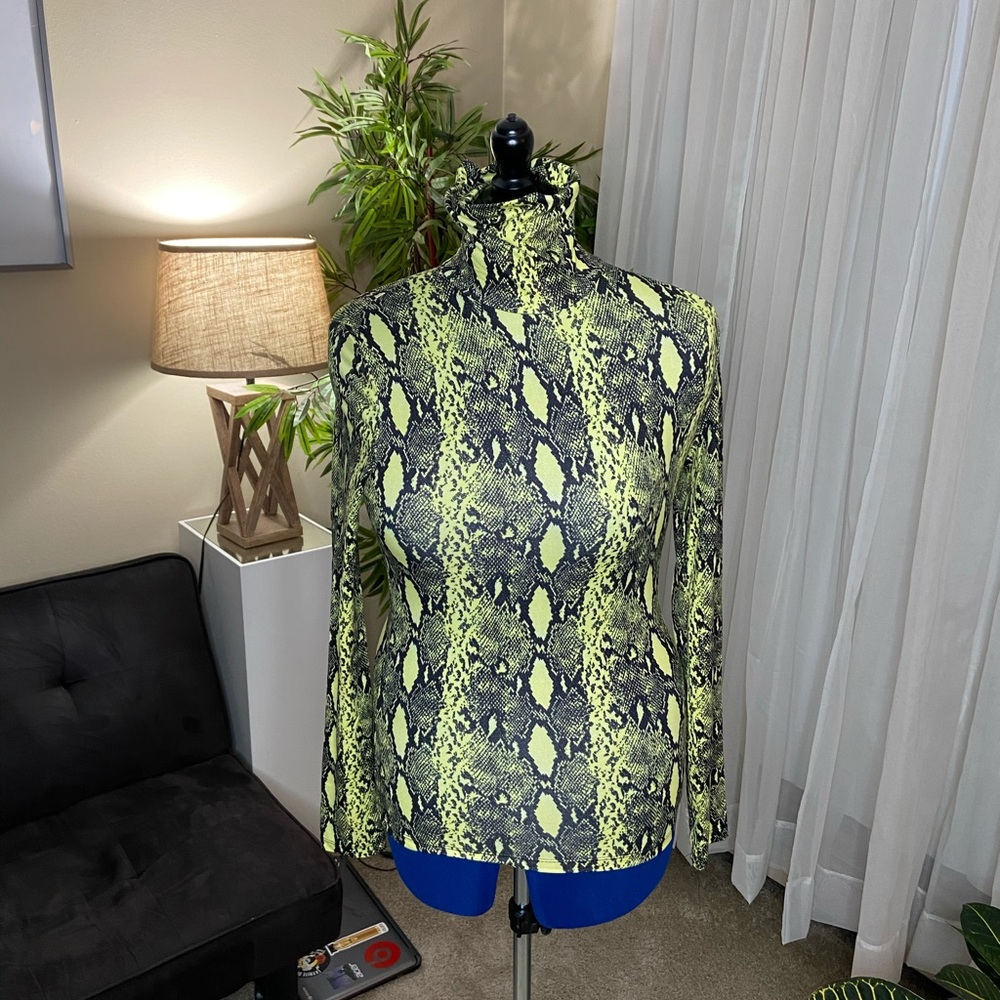 Lime green snake skin top